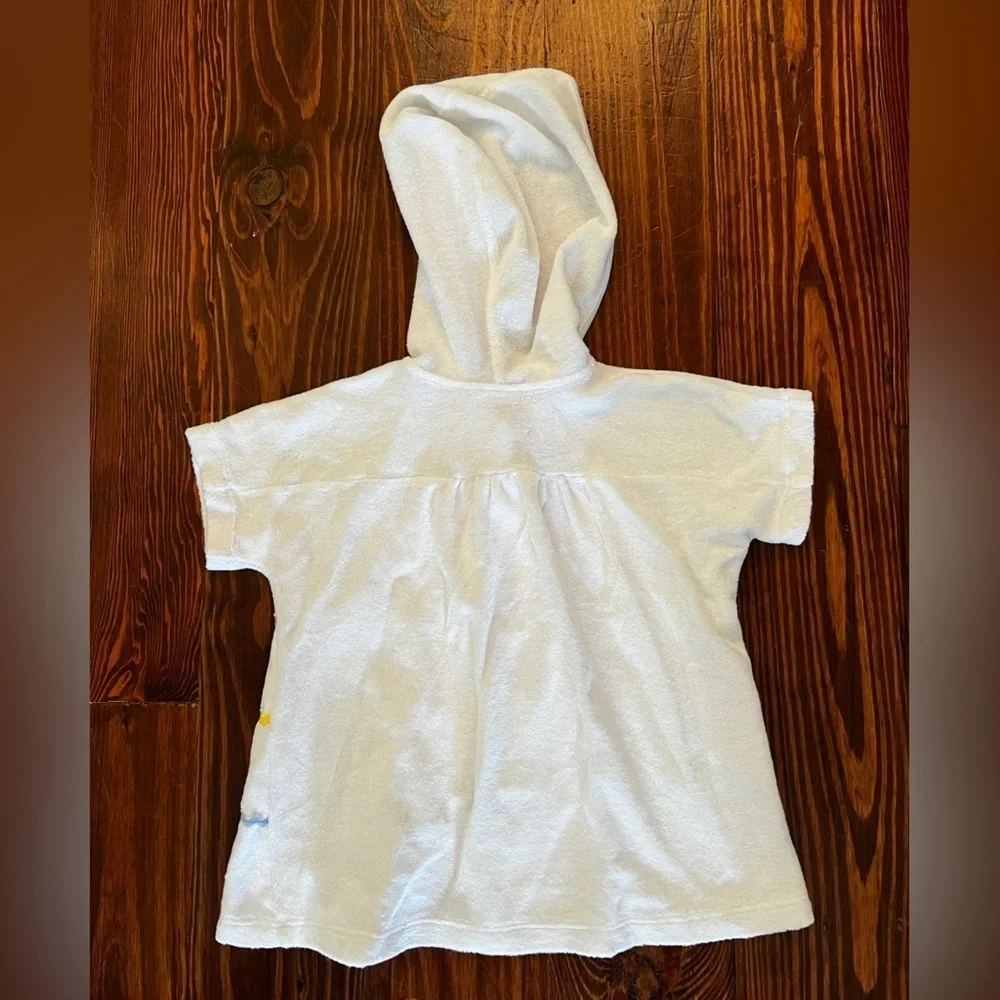 FLORENCE EISMAN White and Flowers Bathing Suit Cover Up Swim Hood